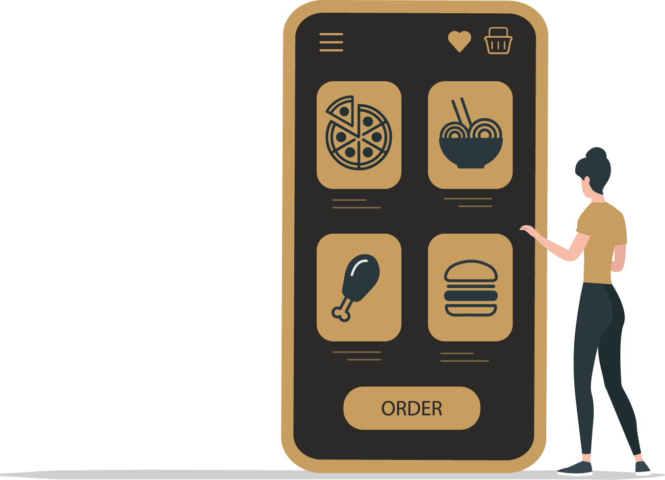Mobiltelefon mit einer Fast-Food-Bestellung